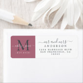 Pasgetrouwd Monogram Men Eer Return Adres  Etiket (Insitu)