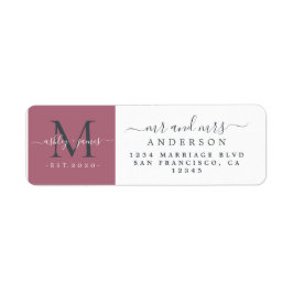 Pasgetrouwd Monogram Men Eer Return Adres  Etiket