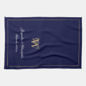 Pasgetrouwd Of Huwelijkscadeau Elegant Monogram Na Theedoek (Horizontaal)