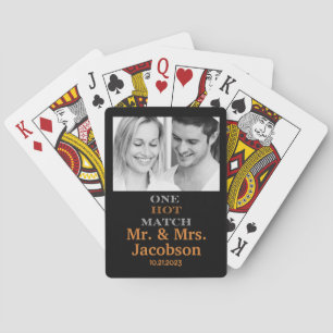 Pasgetrouwd One Hot Match Foto Aangepast Trouwcade Pokerkaarten