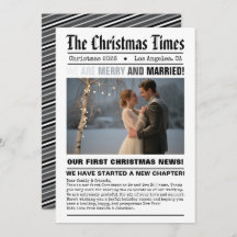 Pasgetrouwd Onze Eerste Kerst Krant Stijl Foto