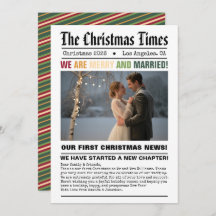 Pasgetrouwd Onze Eerste Kerst Krant Stijl Foto