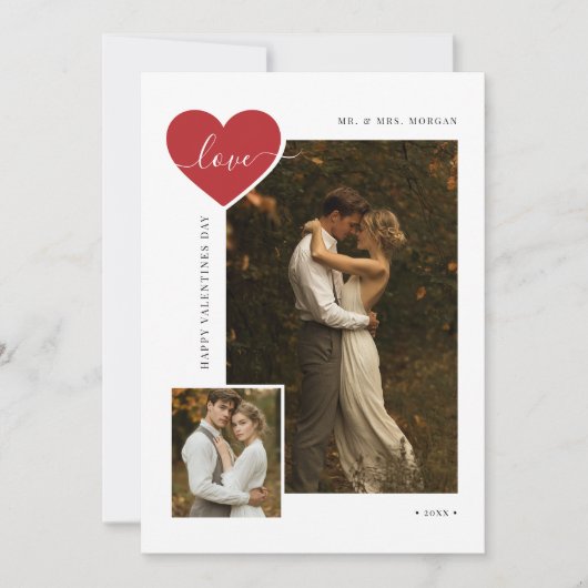 Pasgetrouwd Script Liefde Net Getrouwd Valentijnsf Feestdagenkaart (Voorkant)