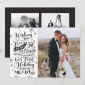 Pasgetrouwd Vakantie Handgetekend | Zwart Wit | Fo Feestdagenkaart (Voorkant / Achterkant)