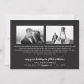 Pasgetrouwd Vakantie Handgetekend | Zwart Wit | Fo Feestdagenkaart (Achterkant)