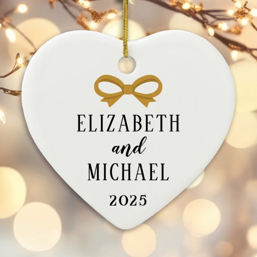 Pasgetrouwde Hart Kerstversiering 1e getrouwd Keramisch Ornament