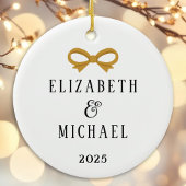 Pasgetrouwde kerstversiering eerst getrouwd keramisch ornament