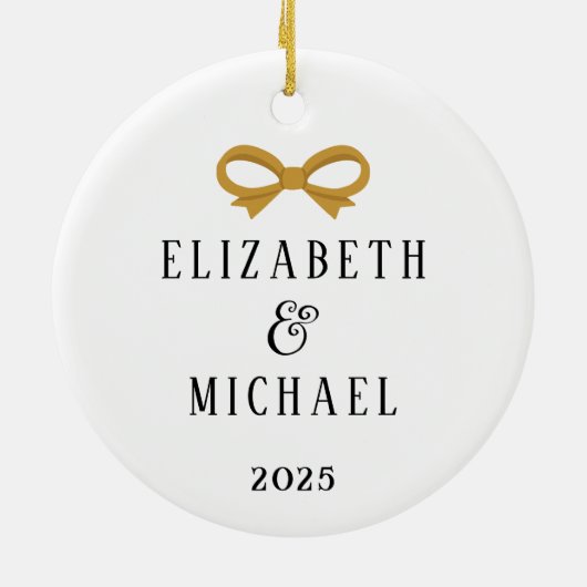 Pasgetrouwde kerstversiering eerst getrouwd keramisch ornament (Achterkant)