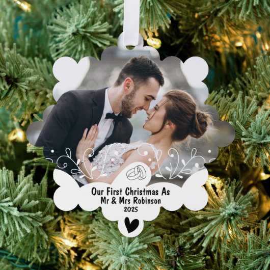 pasgetrouwde kerstversiering eerste kerst als getr ornament kaart (Insitu (Drie))