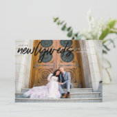 Pasgetrouwden B Horizontaal 3 Foto Bruiloftsrecept Kaart (Staand voorkant)