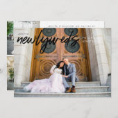 Pasgetrouwden B Horizontaal 3 Foto Bruiloftsrecept Kaart (Voorkant / Achterkant)