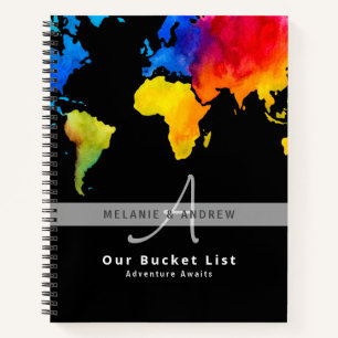 Pasgetrouwden BUCKET LIST Wereld Reis Kaart Thema Notitieboek