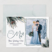 Pasgetrouwden Eerste kerst Meneer Mevrouw Waterver Feestdagenkaart (Voorkant / Achterkant)