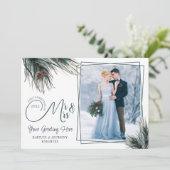 Pasgetrouwden Eerste kerst Meneer Mevrouw Waterver Feestdagenkaart (Staand voorkant)