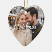 Pasgetrouwden Eerste Kerstmis Hartvormige Aandenke Keramisch Ornament (Links)