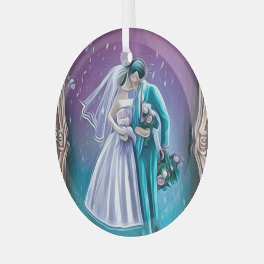 Pasgetrouwden Glas Ornament (Voorkant links)