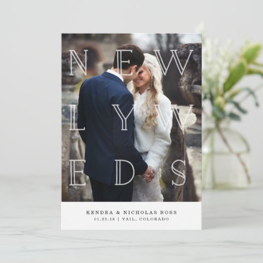 Pasgetrouwden in het Wit | Huwelijksaankondiging Aankondiging (Staand voorkant)