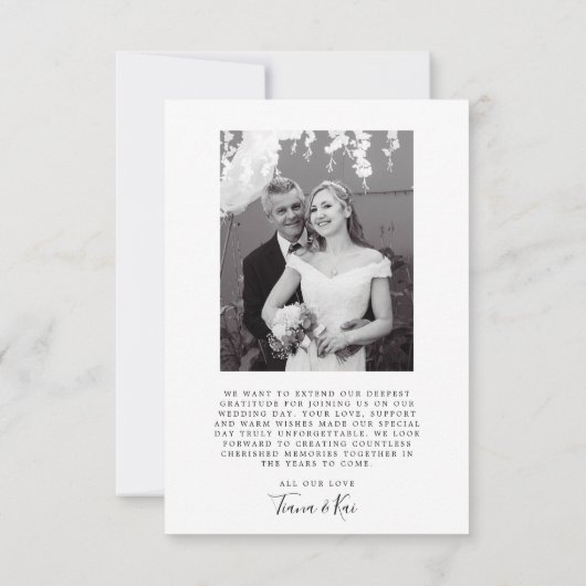 Pasgetrouwden Minimalistische Eenvoudige Typografi Bedankkaart (Achterkant)