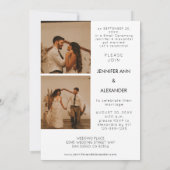 Pasgetrouwden W 3 Foto & Typografie Bruiloftsrecep Kaart (Achterkant)