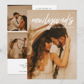 Pasgetrouwden W 3 Foto & Typografie Trouwreceptie Kaart (Voorkant / Achterkant)