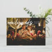 Pasgetrouwden W Horizontaal 1 Foto Bruiloftsfeest Kaart (Staand voorkant)