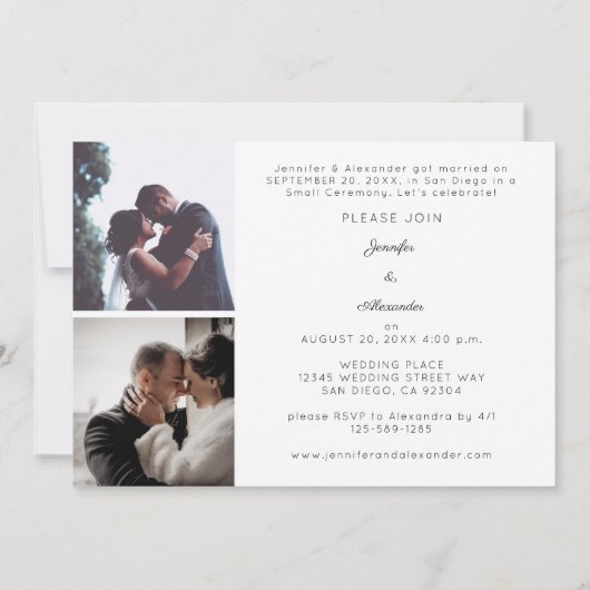 Pasgetrouwden W Horizontaal 3 Foto Bruiloftsrecept Kaart (Achterkant)