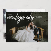 Pasgetrouwden W Horizontaal 3 Foto Bruiloftsrecept Kaart (Voorkant / Achterkant)