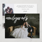 Pasgetrouwden W Horizontal 3 Foto Bruiloftsrecepti Kaart (Voorkant / Achterkant)