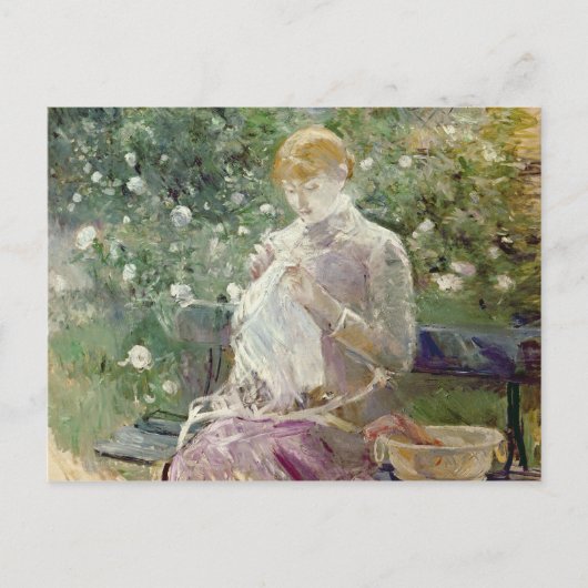 Pasie naaien in Bougival's Garden, 1881 Briefkaart (Voorkant)