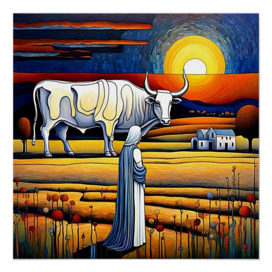 Pasiphae ziet de Kretaanse stier Perfect Poster (Voorkant)
