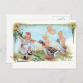 Paskaart met  illustratie feestdagenkaart (Voorkant / Achterkant)