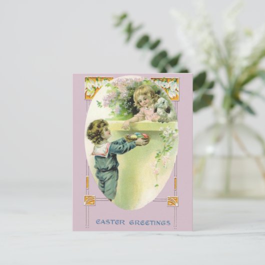 Paskaart met  illustratie feestdagenkaart (Staand voorkant)