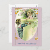 Paskaart met  illustratie feestdagenkaart (Voorkant / Achterkant)