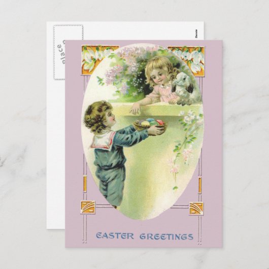 Paskaart met  illustratie feestdagenkaart (Voorkant / Achterkant)