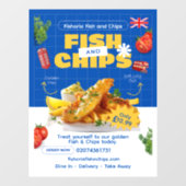 Pasmaak UK-editie Lekkere Fish & Chips-restaurant Raamsticker (Vel)