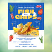 Pasmaak UK-editie Lekkere Fish & Chips-restaurant Raamsticker (Vel 3)