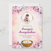 Pasni nodig First Rice voeden ceremonie uitnodigin Kaart (Voorkant)