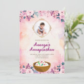 Pasni nodig First Rice voeden ceremonie uitnodigin Kaart (Staand voorkant)