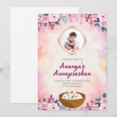 Pasni nodig First Rice voeden ceremonie uitnodigin Kaart (Voorkant / Achterkant)