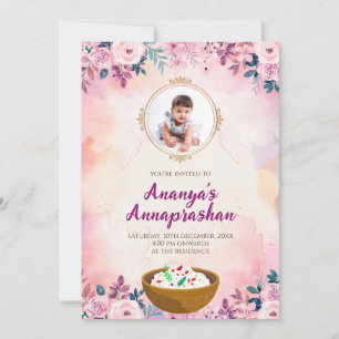 Pasni nodig First Rice voeden ceremonie uitnodigin Kaart