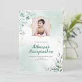 Pasni uitnodigingen Annaprashana uitnodigen, spene (Staand voorkant)