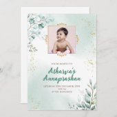 Pasni uitnodigingen Annaprashana uitnodigen, spene (Voorkant / Achterkant)