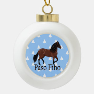 Paso Fino Bay Paard Witte kerstbomen Keramische Bal Ornament