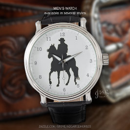 Paso Fino paard en ruiter silhouet Horloge
