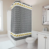 Paso Fino Paard Faux Goud Zwart Damaskpatroon Douchegordijn (In situ)