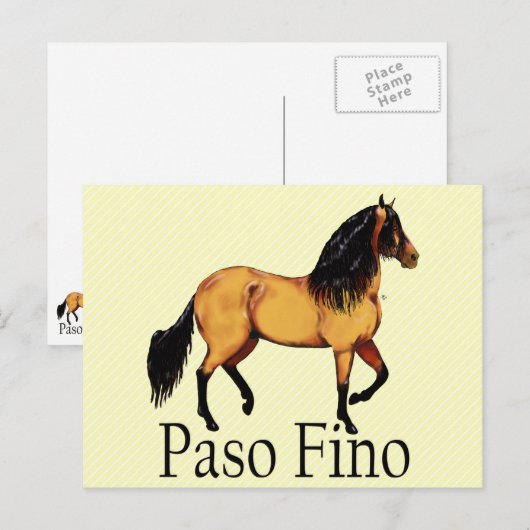 Paso Horse Buckskin Paso Fino Briefkaart (Voorkant / Achterkant)
