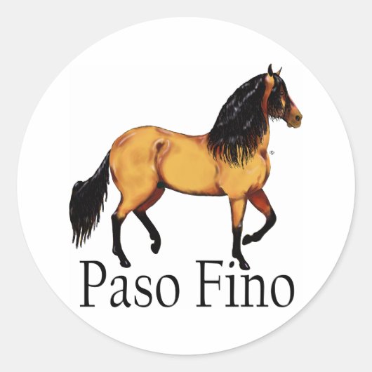Paso Horse Buckskin Paso Fino Ronde Sticker (Voorkant)
