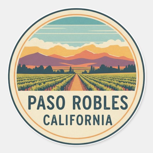 Paso Robles California Central Coast Ronde Sticker (Voorkant)