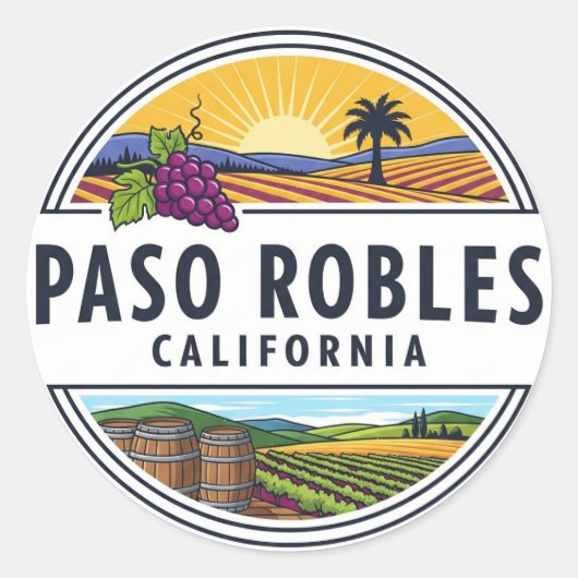 Paso Robles California Central Coast Ronde Sticker (Voorkant)