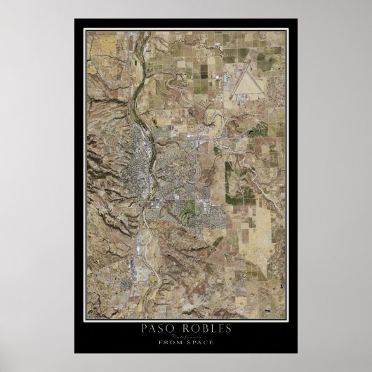 Paso Robles California Satellite Poster Map (Voorkant)
